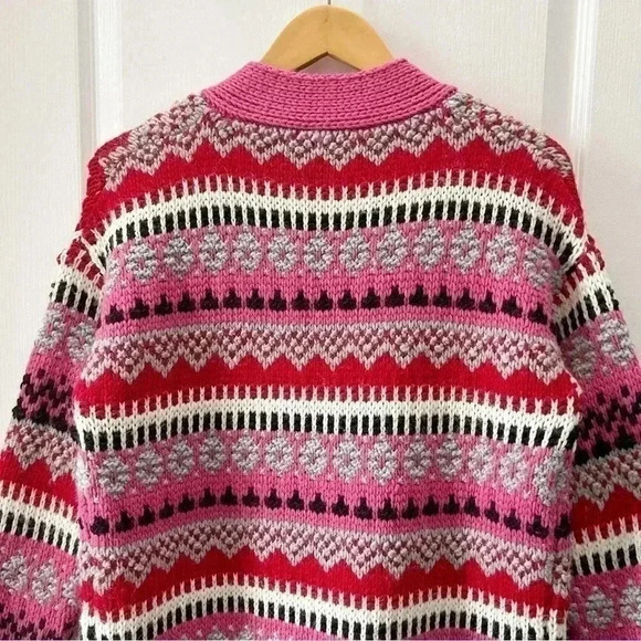 Cocogio Wool Duster Cardigan Chunky Knit Draped Sweater Pink Red Black Small - Picture 8 of 17
